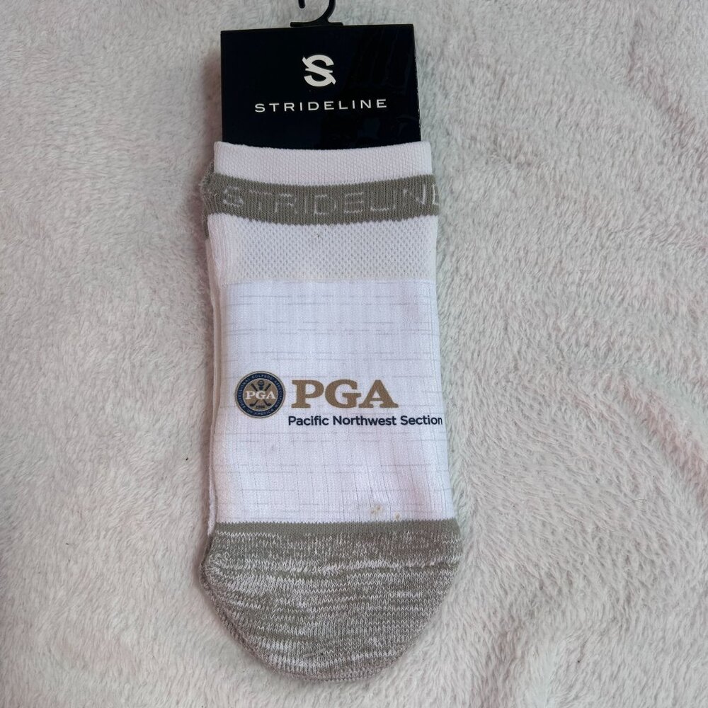 Strideline PGA Pacific Northwest Section Golf Performance Socks White Gray New